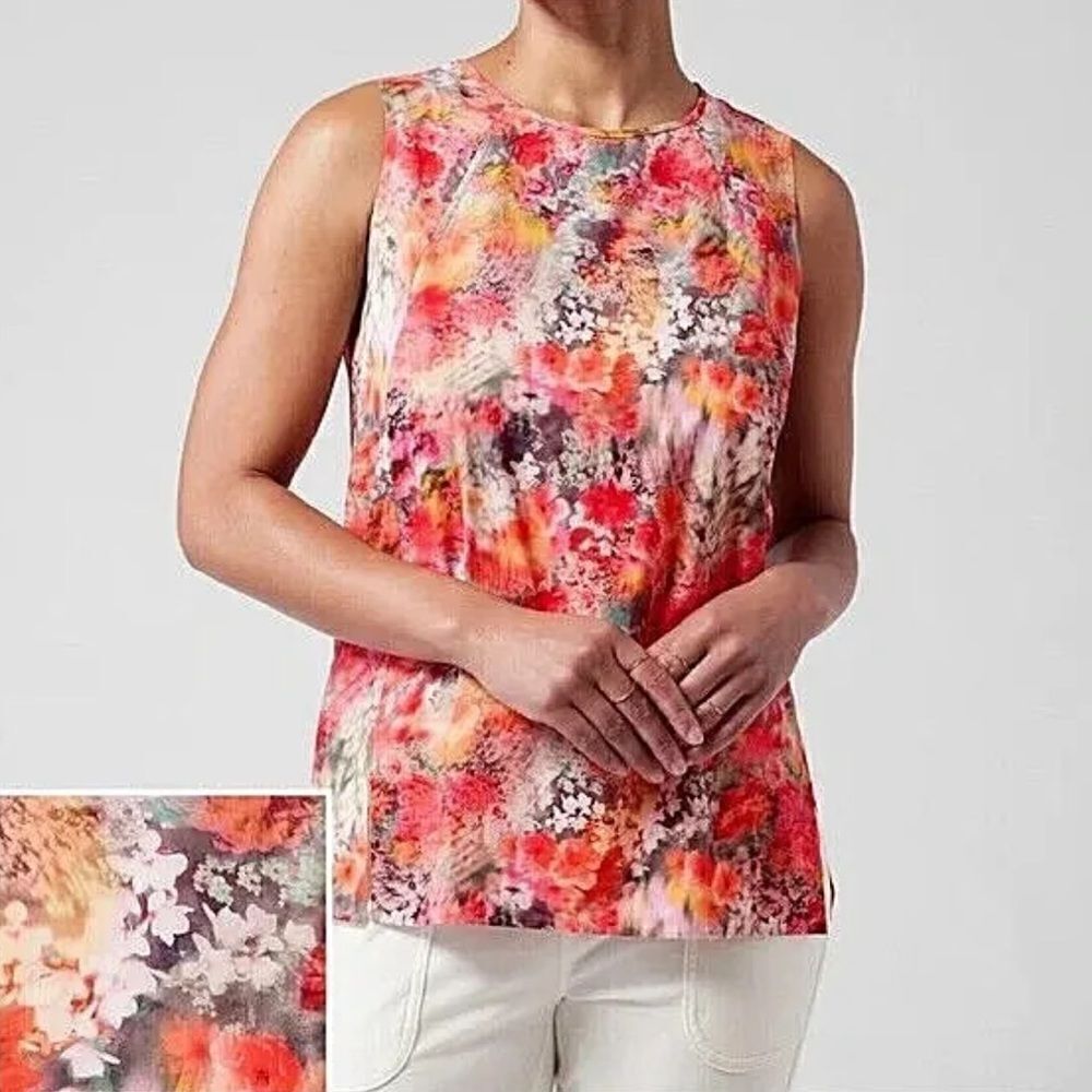 NWOT ATHLETA Zephyr Refined Tank Top Floral Size Small Petite